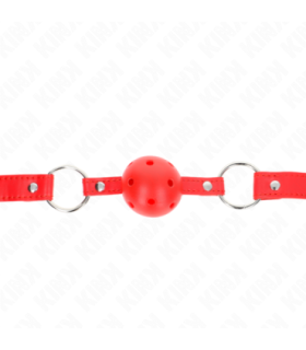 KINK - MORDAZA DE BOLA 4 CM TRANSPIRABLE CON DOBLE REMACHE MODELO 1 ROJO 62 x 2.5 CM AJUSTABLE 42-58 CM