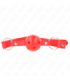 KINK - MORDAZA DE BOLA 4 CM TRANSPIRABLE CON DOBLE REMACHE MODELO 1 ROJO 62 x 2.5 CM AJUSTABLE 42-58 CM