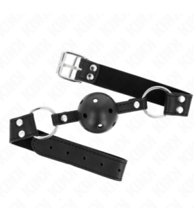 KINK - MORDAZA DE BOLA 4 CM TRANSPIRABLE CON DOBLE REMACHE MODELO 1 NEGRO 62 x 2.5 CM AJUSTABLE 42-58 CM