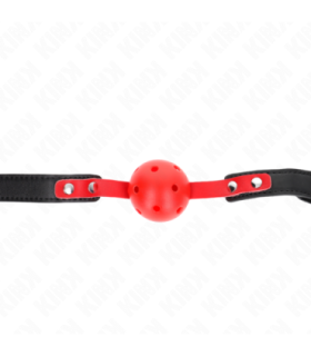KINK - MORDAZA DE BOLA 4 CM DURA HUECA ROJO CORREA NEGRA 60 x 2 CM AJUSTABLE 37-52 CM