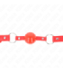 KINK - MORDAZA DE BOLA 4 CM TPE CON CANDADO ROJO 60 x 2 CM