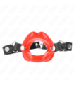 KINK - MORDAZA LABIAL 8 CM CON CORREA DE POLIPIEL ROJO 63 x 2 CM AJUSTABLE 39-58 CM