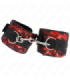 KINK - MUÑEQUERAS CORTAS DE ENCAJE TERCIOPELO Y UNIÓN DE NYLON ROJO/NEGRO 23 X 6.5 CM