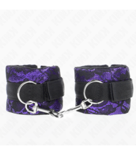 KINK - MUÑEQUERAS CORTAS DE ENCAJE TERCIOPELO Y UNIÓN DE NYLON VIOLETA/NEGRO 23 X 6.5 CM