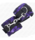 KINK - MUÑEQUERAS CORTAS DE ENCAJE TERCIOPELO Y UNIÓN DE NYLON VIOLETA/NEGRO 23 X 6.5 CM