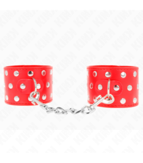 KINK - MUÑEQUERAS CON CIERRE A PRESIÓN LLENO DE TACHUELAS AJUSTABLE ROJO 19-24 CM X 5.5 CM