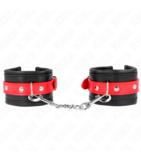 KINK - MUÑEQUERAS NEGRO CON CORREA ROJO AJUSTABLE 17-28 CM X 6 CM