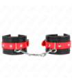 KINK - MUÑEQUERAS NEGRO CON CORREA ROJO AJUSTABLE 17-28 CM X 6 CM
