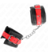 KINK - MUÑEQUERAS NEGRO CON CORREA ROJO AJUSTABLE 17-28 CM X 6 CM