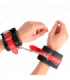 KINK - MUÑEQUERAS NEGRO CON CORREA ROJO AJUSTABLE 17-28 CM X 6 CM