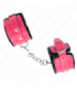KINK - MUÑEQUERAS FORRADAS PREMIUM NEGRO CON CORREA FUCSIA AJUSTABLE 17-29 CM X 6 CM