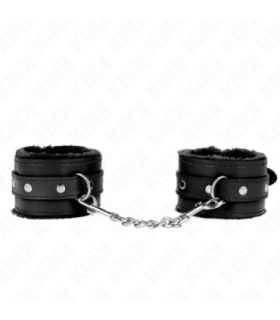KINK - MUÑEQUERAS FORRADAS PREMIUM NEGRO CON CORREA NEGRO AJUSTABLE 17-29 CM X 6 CM