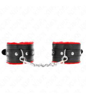KINK - MUÑEQUERAS FORRADAS PREMIUM ROJO CON CORREA NEGRO AJUSTABLE 17-29 CM X 6 CM