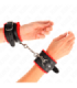 KINK - MUÑEQUERAS FORRADAS PREMIUM ROJO CON CORREA NEGRO AJUSTABLE 17-29 CM X 6 CM