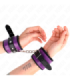 KINK - MUÑEQUERAS FORRADAS PREMIUM NEGRO CON CORREA VIOLETA / NEGRO AJUSTABLE 17-29 CM X 6 CM