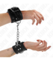 KINK - MUÑEQUERAS FORRADAS NEGRO CON CORREA NEGRO AJUSTABLE 20-29 CM X 5.5 CM