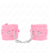 KINK - MUÑEQUERAS FORRADAS CON AGUJEROS CUADRADOS ROSA Y CORREA ROSA AJUSTABLE 17-29 CM X 6 CM