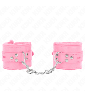 KINK - MUÑEQUERAS FORRADAS CON AGUJEROS CUADRADOS ROSA Y CORREA ROSA AJUSTABLE 17-29 CM X 6 CM