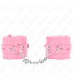 KINK - MUÑEQUERAS FORRADAS CON AGUJEROS CUADRADOS ROSA Y CORREA ROSA AJUSTABLE 17-29 CM X 6 CM