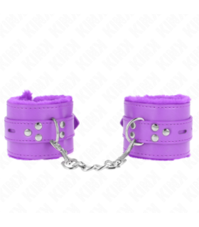 KINK - MUÑEQUERAS FORRADAS CON AGUJEROS CUADRADOS VIOLETA Y CORREA VIOLETA AJUSTABLE 17-29 CM X 6 CM