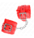 KINK - MUÑEQUERAS FORRADAS CON AGUJEROS CUADRADOS ROJO Y CORREA ROJO AJUSTABLE 17-29 CM X 6 CM