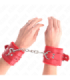 KINK - MUÑEQUERAS FORRADAS CON AGUJEROS CUADRADOS ROJO Y CORREA ROJO AJUSTABLE 17-29 CM X 6 CM
