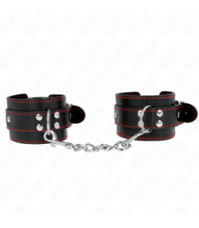 KINK - MUÑEQUERAS NEGRO CON DETALLES EN ROJO AJUSTABLE 20-28 CM X 5.5 CM