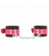KINK - MUÑEQUERAS DE NYLON NEGRO CON CORREA POLIPIEL FUSCIA AJUSTABLE 19-29 CM X 5.1 CM