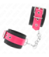 KINK - MUÑEQUERAS DE NYLON NEGRO CON CORREA POLIPIEL FUSCIA AJUSTABLE 19-29 CM X 5.1 CM