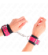KINK - MUÑEQUERAS DE NYLON NEGRO CON CORREA POLIPIEL FUSCIA AJUSTABLE 19-29 CM X 5.1 CM