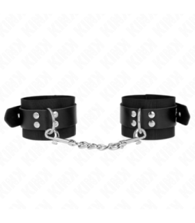 KINK - MUÑEQUERAS DE NYLON NEGRO CON CORREA CUERO NEGRO AJUSTABLE 19-29 CM X 5.1 CM