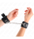 KINK - MUÑEQUERAS DE NYLON NEGRO CON CORREA CUERO NEGRO AJUSTABLE 19-29 CM X 5.1 CM