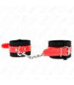 KINK - MUÑEQUERAS DE NYLON NEGRO CON CORREA POLIPIEL ROJO AJUSTABLE 19-24 CM X 5.5 CM