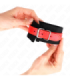 KINK - MUÑEQUERAS DE NYLON NEGRO CON CORREA POLIPIEL ROJO AJUSTABLE 19-24 CM X 5.5 CM