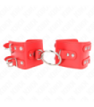 KINK - MUÑEQUERAS FIJAS CON ANILLA Y TACHUELAS ROJO AJUSTABLE 17-22 CM X 6.5 CM