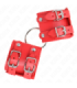 KINK - MUÑEQUERAS FIJAS CON ANILLA Y TACHUELAS ROJO AJUSTABLE 17-22 CM X 6.5 CM