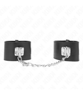 KINK - MUÑEQUERAS FIJAS CON CADENA 30 CM Y CIERRE CANDADO NEGRO AJUSTABLE 16-23 CM X 5.5 CM