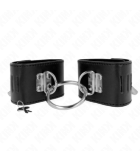 KINK - MUÑEQUERAS FIJAS CON ANILLA Y CIERRE CANDADO NEGRO AJUSTABLE 16-23 CM X 5.5 CM