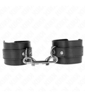 KINK - MUÑEQUERAS SIMPLES CON FILA DE REMACHES Y HEBILLA GRANDE NEGRO AJUSTABLE 17-28 CM X 5 CM