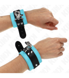 KINK - MUÑEQUERAS CON CIERRE PREMIUM NEGRO / AZUL AJUSTABLE 21-28 CM X 5.5 CM