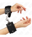 KINK - MUÑEQUERAS ESTILO MAZMORRA CON CERRADURA NEGRO AJUSTABLE 21-28 CM X 5.5 CM