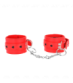 KINK - MUÑEQUERAS ROJO CON INCRUSTACIÓN DE CORAZÓN NEGRO AJUSTABLE 21-28 CM X 5.5 CM