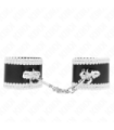 KINK - MUÑEQUERAS NEGRO CON ENCAJE DECORATIVO BLANCO AJUSTABLE 20-23 CM X 5.5 CM