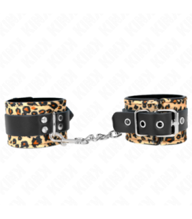 KINK - MUÑEQUERAS DE CUERO ESTILO LEOPARDO AJUSTABLE 18-29 CM X 5.5 CM