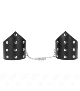 KINK - MUÑEQUERAS ESTILO PUNTIAGUDO NEGRO CON CADENA AJUSTABLE 17-23 CM X 8.5 CM
