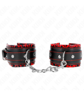 KINK - MUÑEQUERAS FORRADAS ROJO / NEGRO AJUSTABLE 17-29 CM X 6 CM