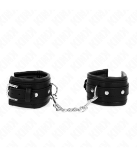 KINK - MUÑEQUERAS NEGRO CON HEBILLA DE DIAMANTES DE IMITACIÓN AJUSTABLE 25-32 CM X 5.5 CM