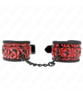 KINK - MUÑEQUERAS CON PATRÓN DE DIAMANTES ROJO OSCURO AJUSTABLE 17-26 CM X 5.5 CM