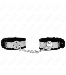 KINK - MUÑEQUERAS FINAS NEGRO / PLATEADO 30 X 4 CM