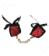 KINK - MUÑEQUERAS DISEÑO ESCÁNDALO ROJO-NEGRO DETALLE LAZO 24.5 CM X 6.5 CM